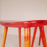 Swedish stools in red lacquered birch, Yngve Ekström "Palle", 1970s