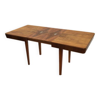 Vintage ziara pravenec halabala compact extendable dining table art deco 50s wood 115cm-170cm