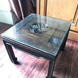 Ethnic table with glass top