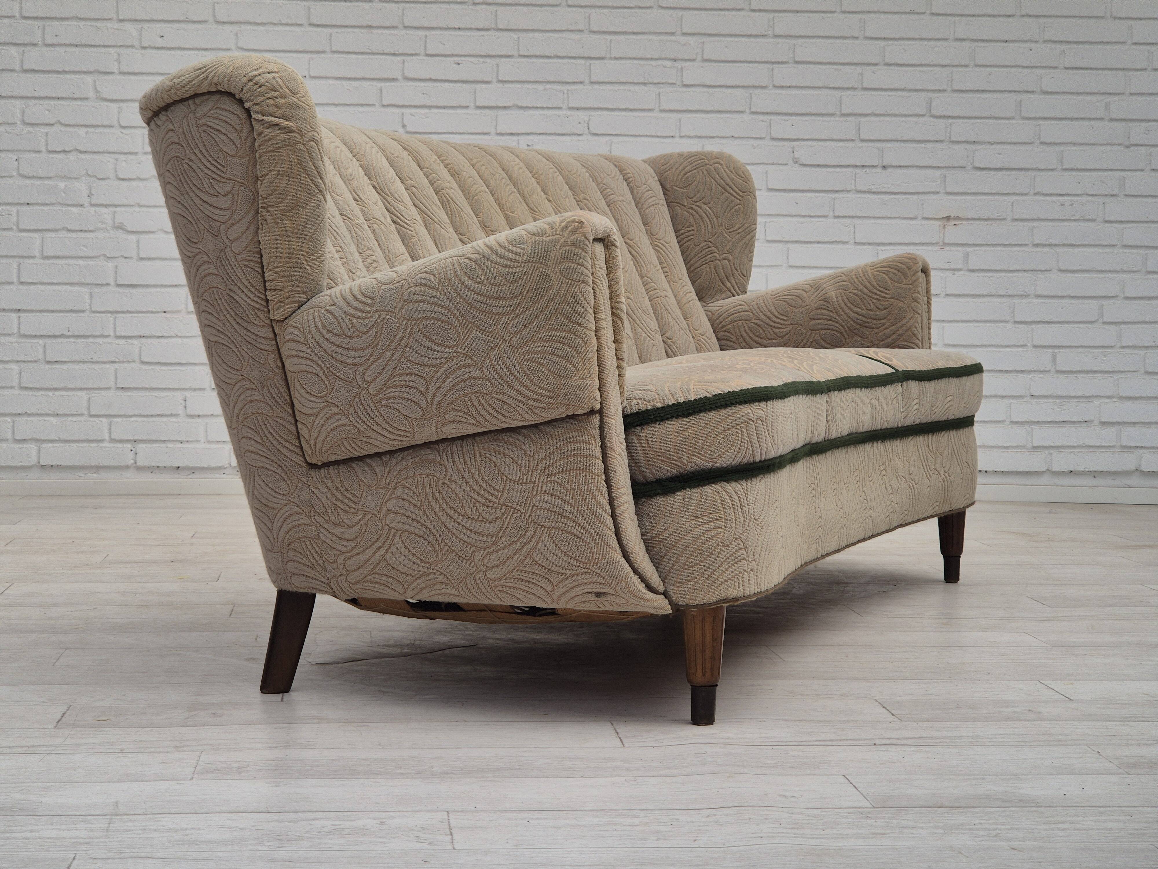 1960s, Danish 3 seater sofa, original good condition, cotton-wool.