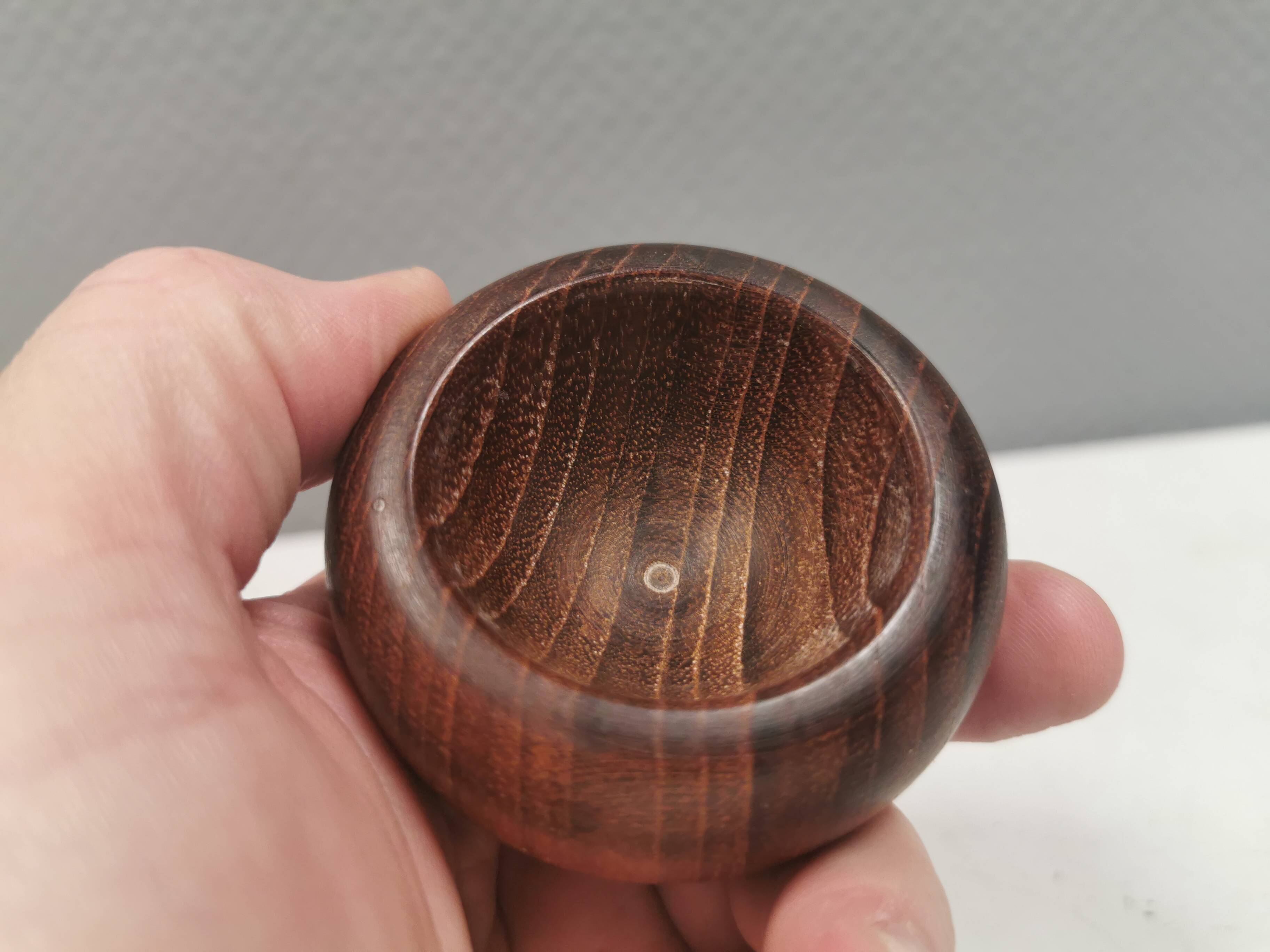 Two small saltcellars (or salt and pepper) in teak wood, Denmark 1970s.