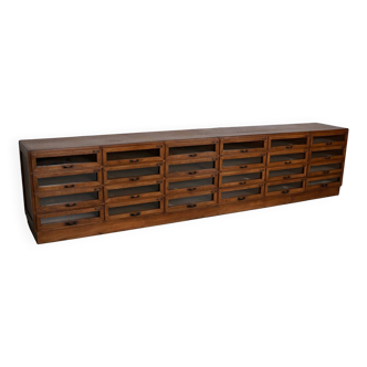 Large Vintage Dutch Oak Haberdashery Shop Cabinet / Vitrine, 1950s