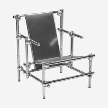 1970 chrome metal postmodern chair