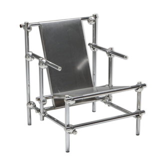 1970 chrome metal postmodern chair