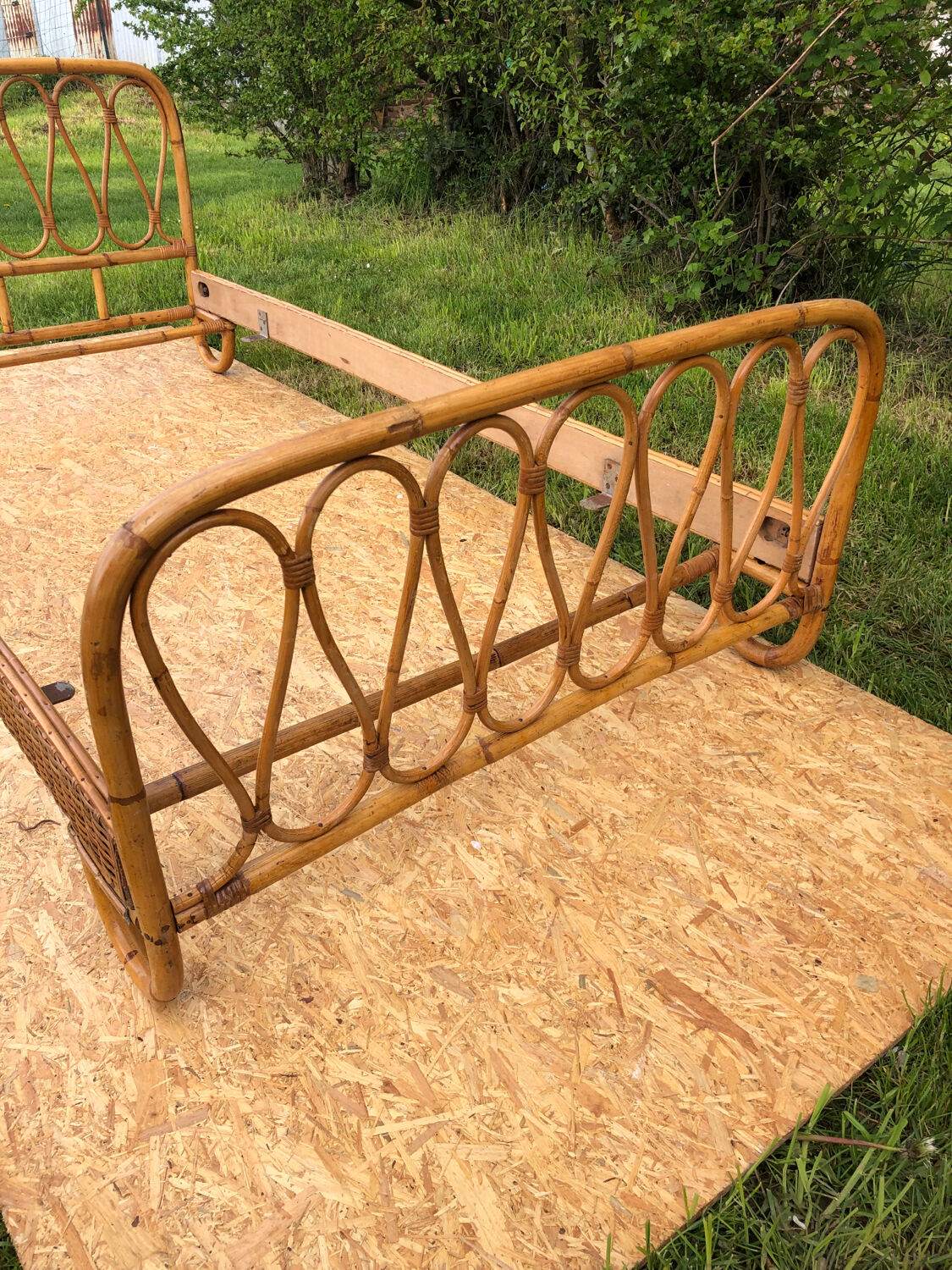 Rattan bed.