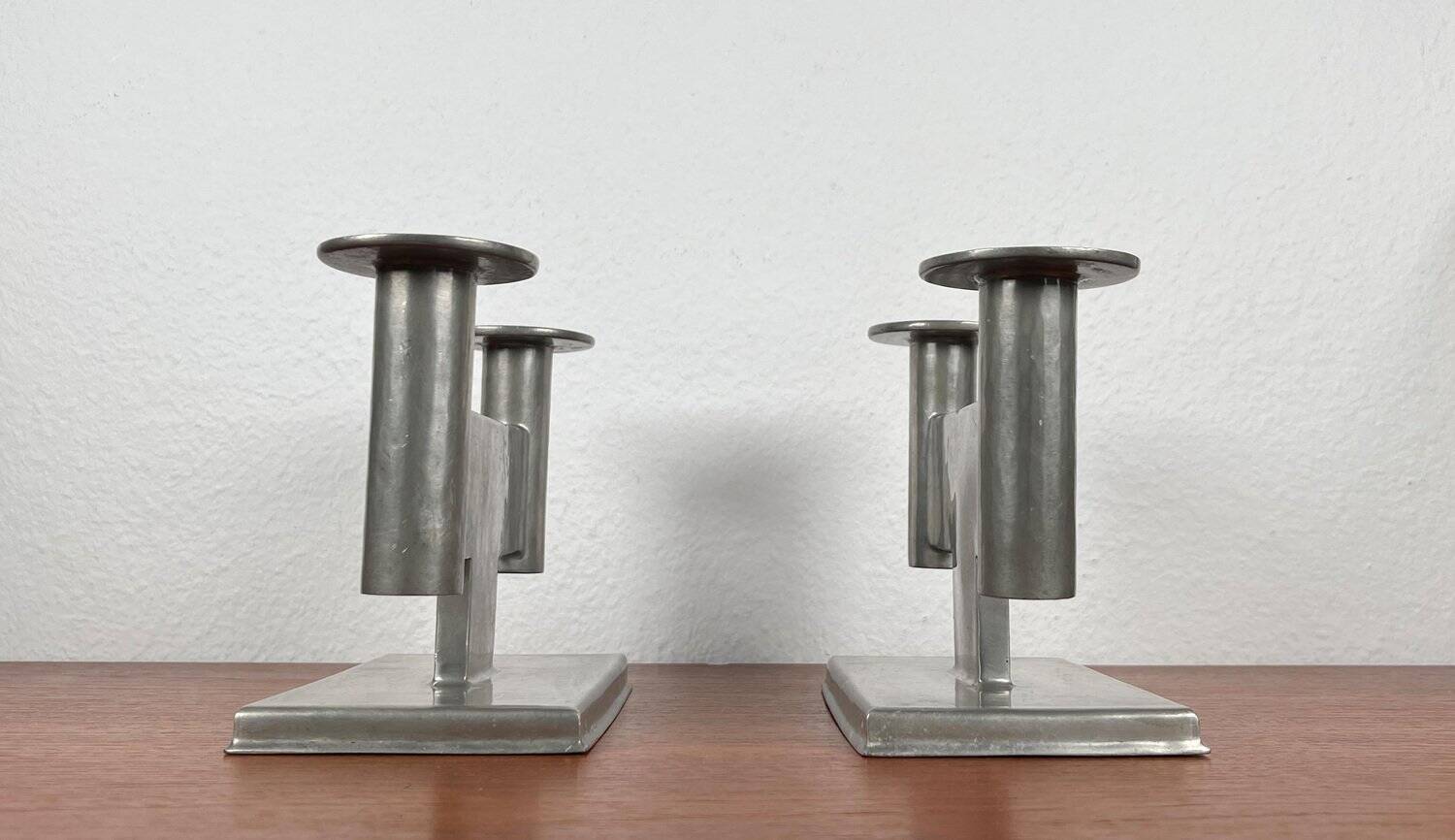 Minimalist chandelier model 551 in German tin by Karl Raichle for Meersburg, 1930s, set of 2.