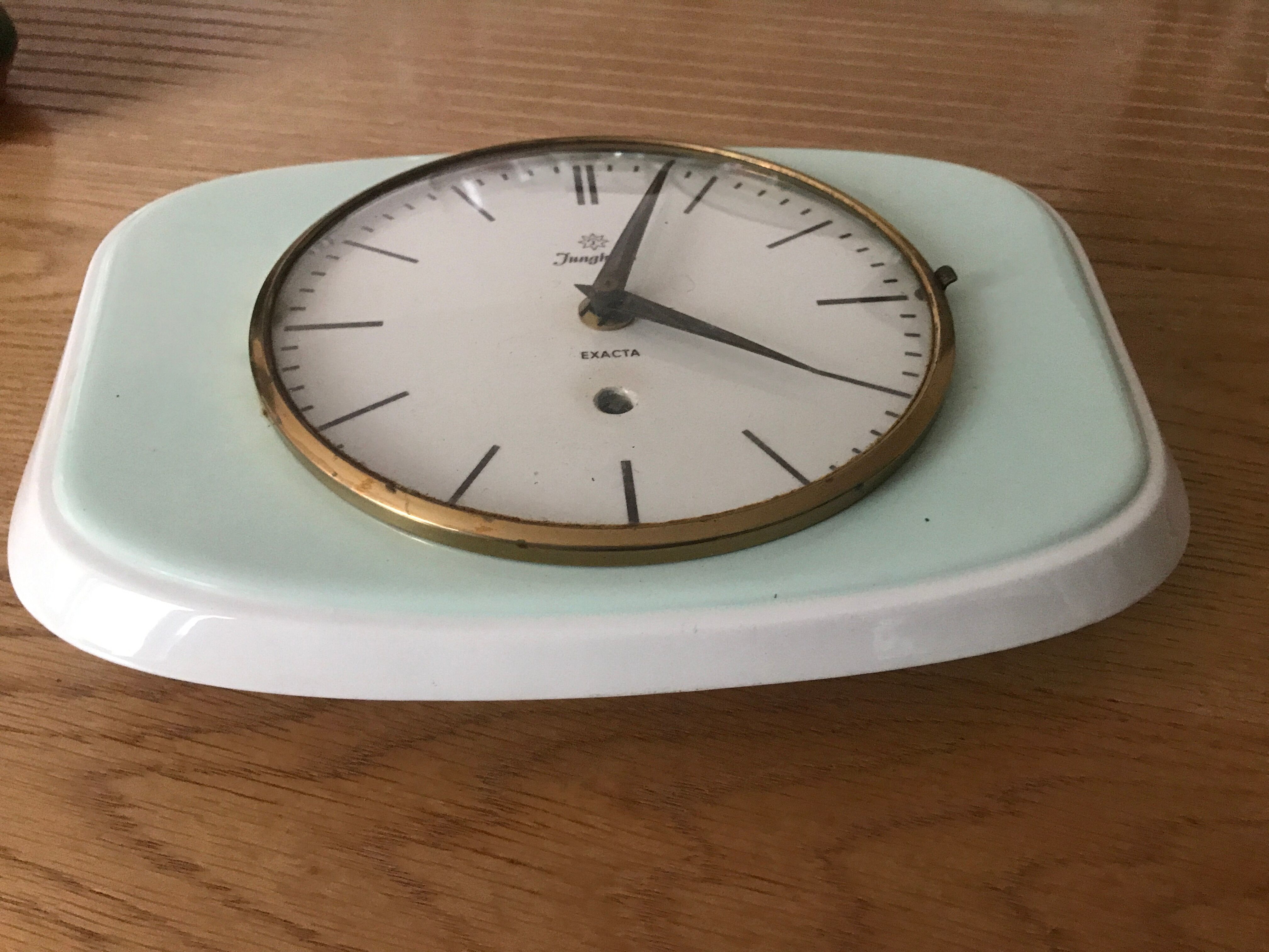 Vintage mint green earthenware clock