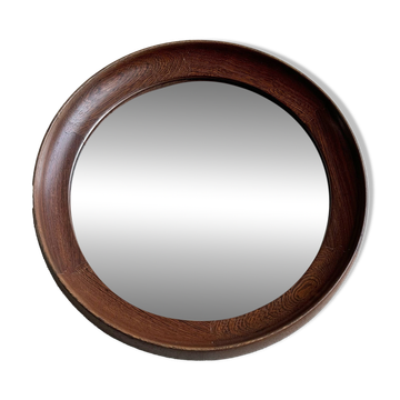 Mid Century solid wenge wooden wall mirror