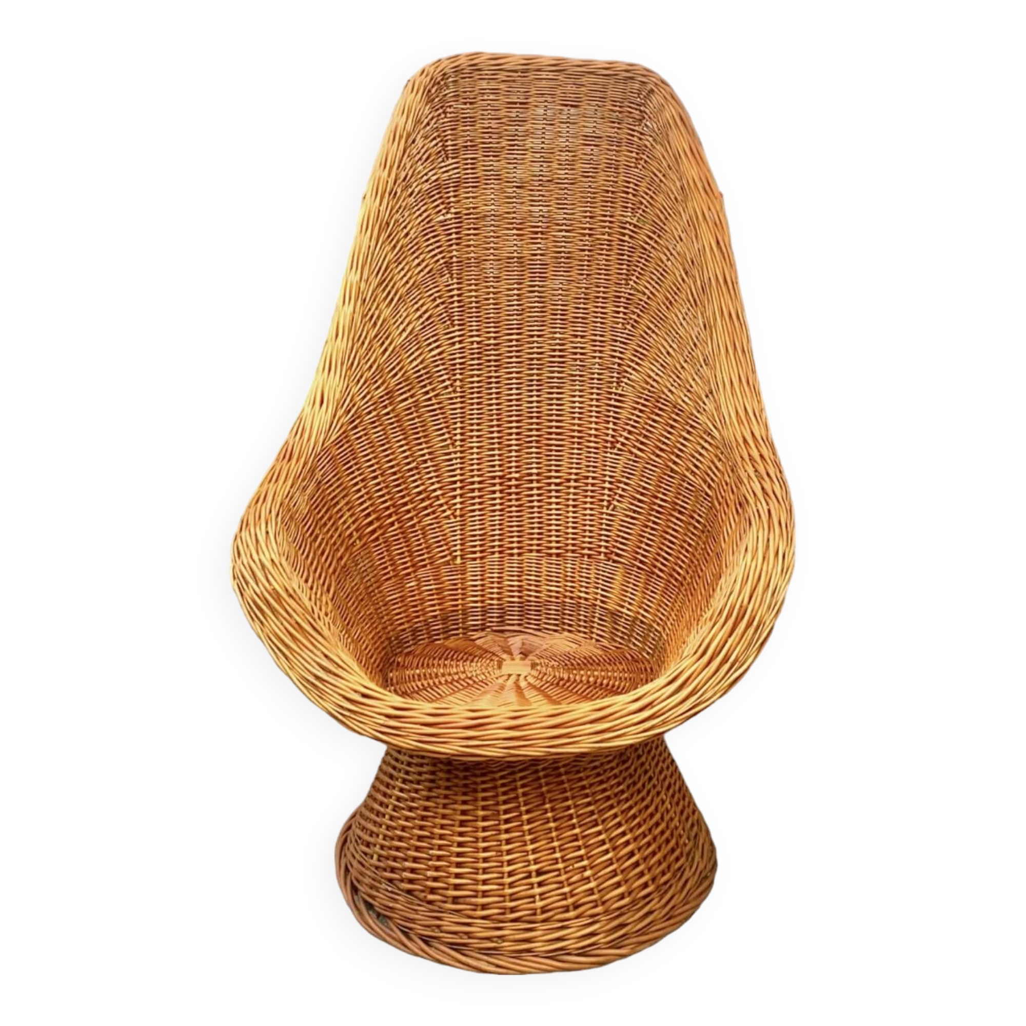 Vintage woven wicker armchair