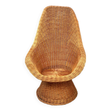 Vintage woven wicker armchair