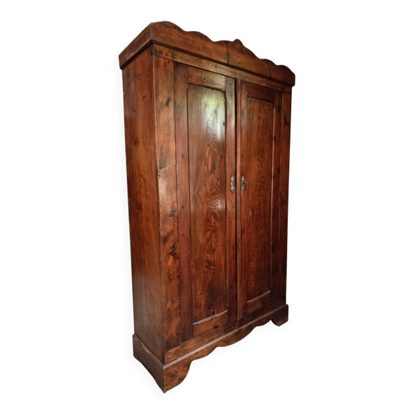Armoire bonnetière ancienne en pin français – garde-robe rustique de campagne – vers 1900–1920