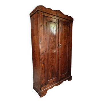 Antique French pine bonnetière – rustic country wardrobe – circa 1900–1920