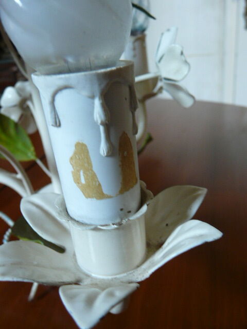 Lustre métal bouquet de fleurs bleues années 70