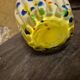 Vase en verre soufflé multicolore ́