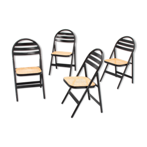 4 chaises pliantes en bois vintage