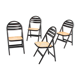 4 Vintage Wood Folding Chairs with Cane Seating