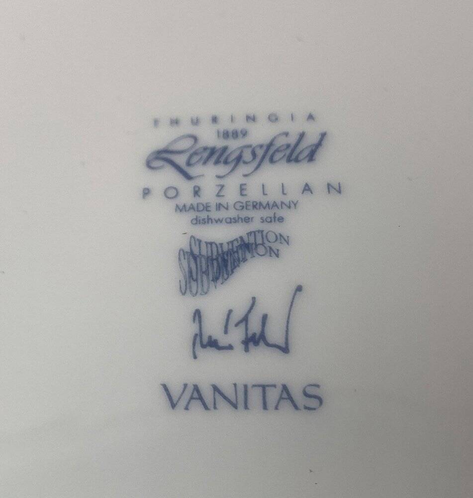 Vintage Postmodern Porcelain Plate with Subsidy Decor by René Fehr for Lengsfeld Porcelain, 1990s