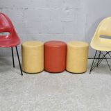 Set of 2 chairs and 3 “space age” poufs. Circa 1970