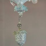 Lustre vénitien en verre de Murano bleu, vers 1950