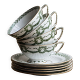 Set of cups and saucers, Sarreguemines porcelain, decoration "laurels"