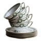 Set of cups and saucers, Sarreguemines porcelain, decoration "laurels"