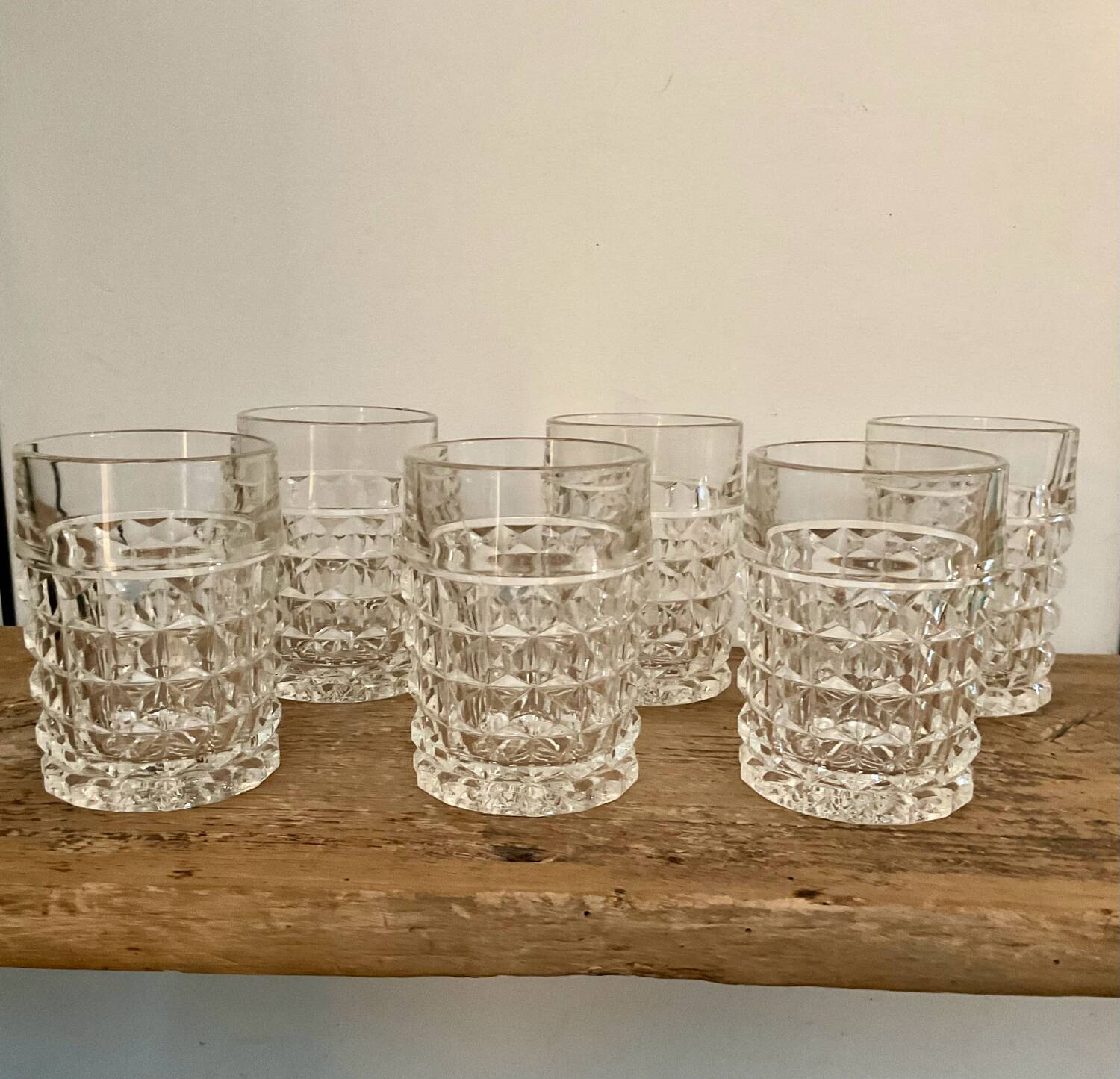 6 vintage whisky glasses