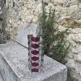 Transparent glass vase and burgundy design and vintage 1970