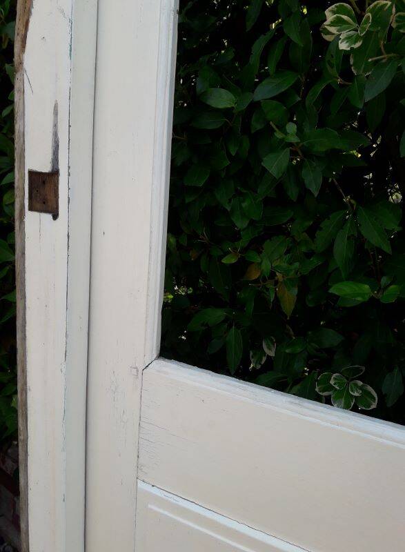 Old glazed door 211.5x105.5cm and its entrance door frame.