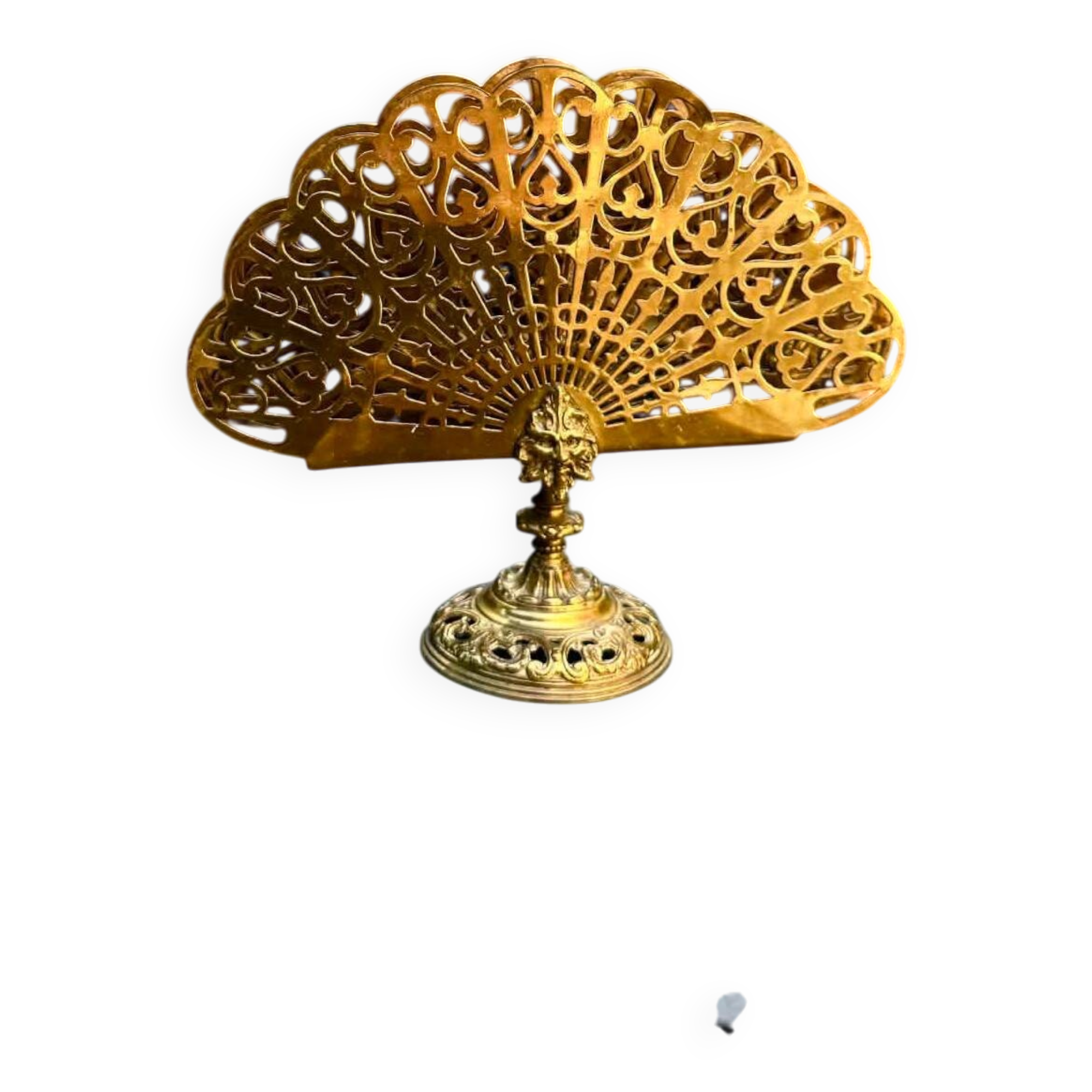 Brass fan-shaped magazine and letter holder Art Nouveau