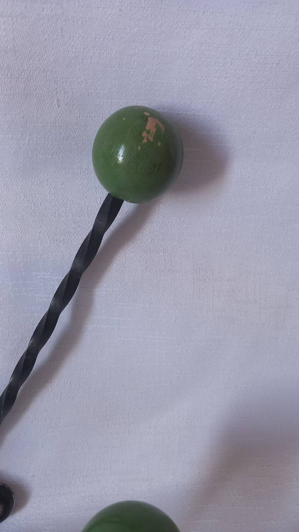 Vintage metal and wooden ball coat rack