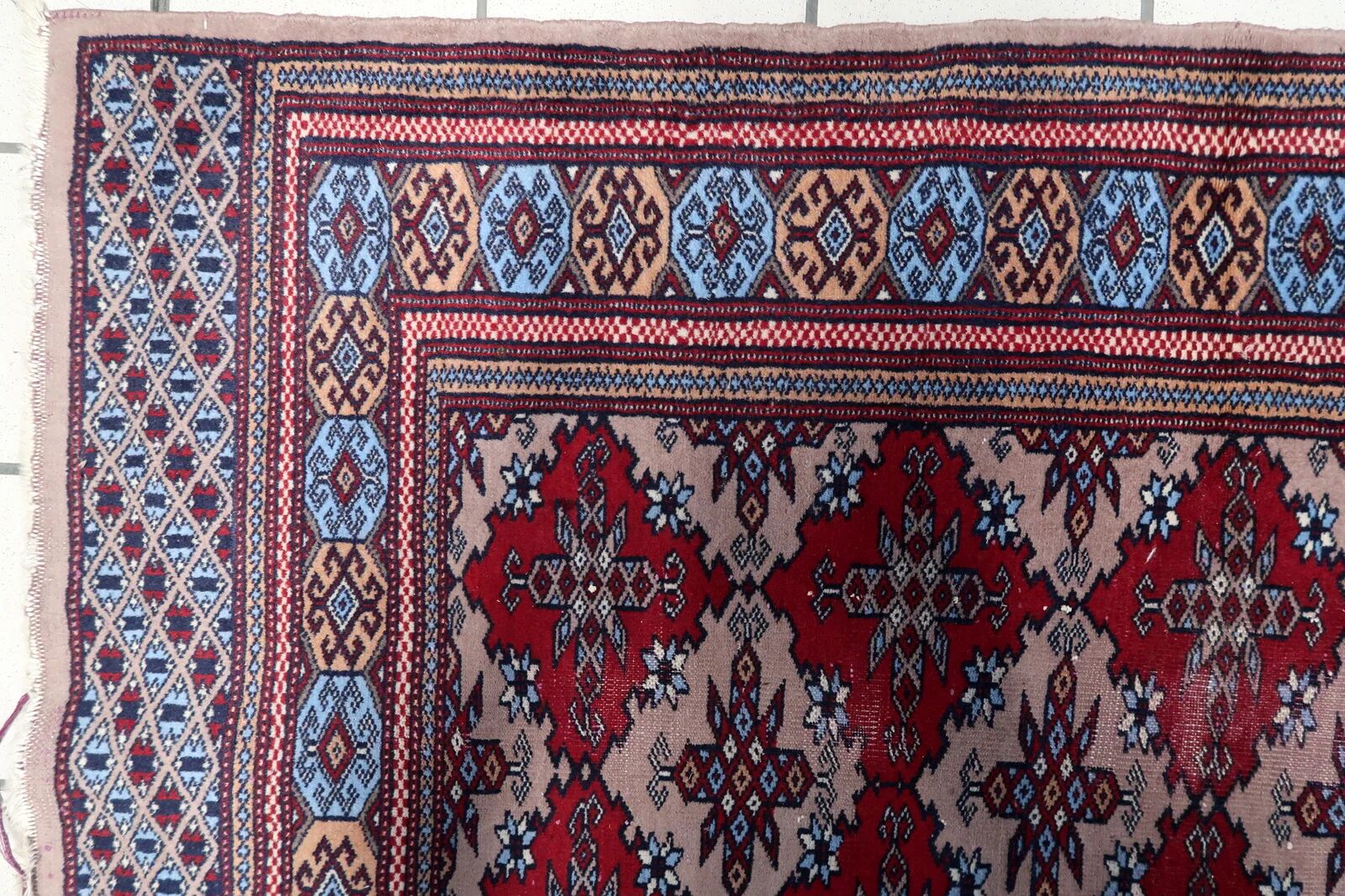 Antique Uzbek Bukhara handmade rug 94cm x 125cm (1920s)