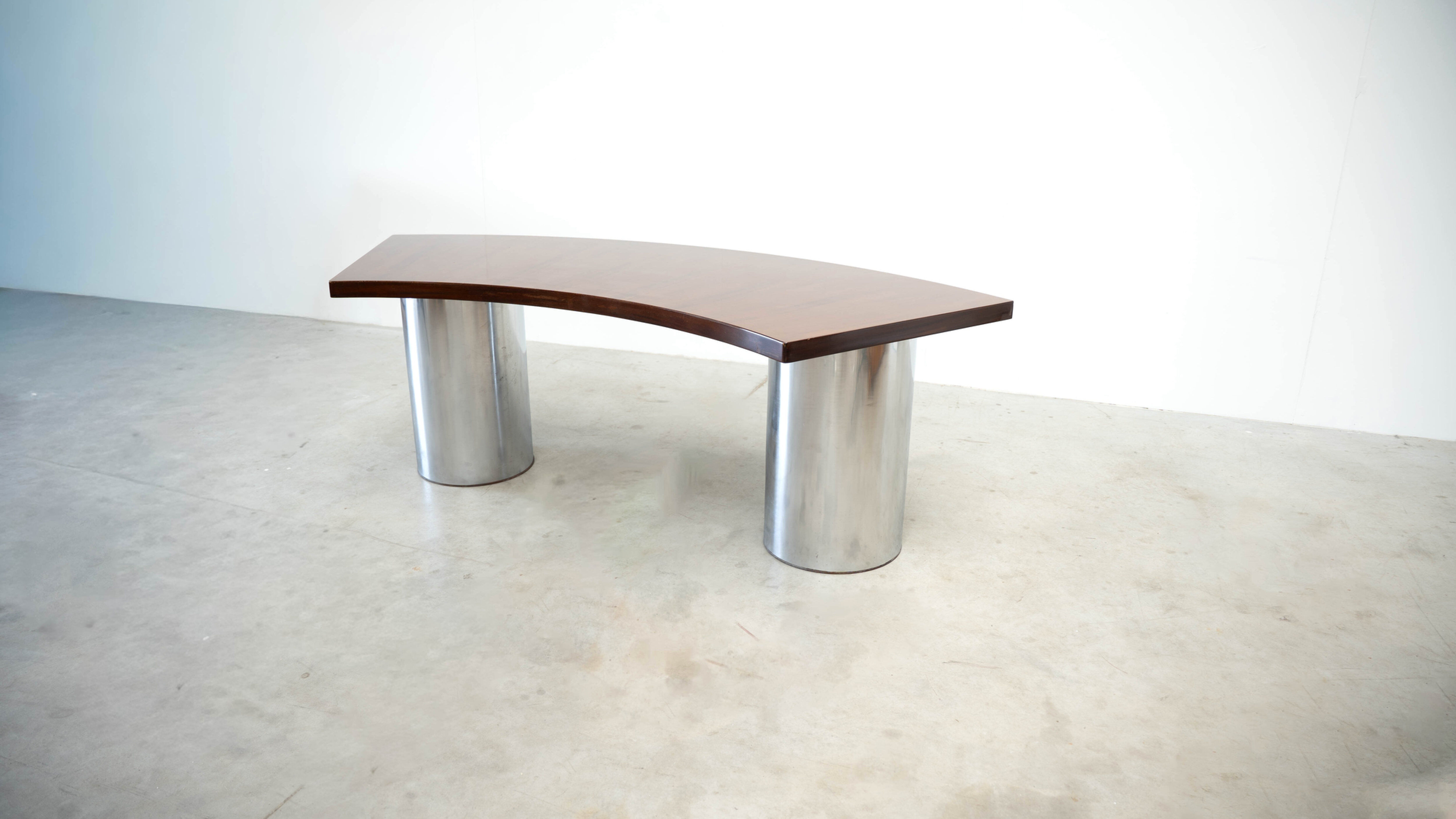 Italian walnut and chrome desk