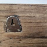 Antique teak coat rack with 3 wrought iron hooks