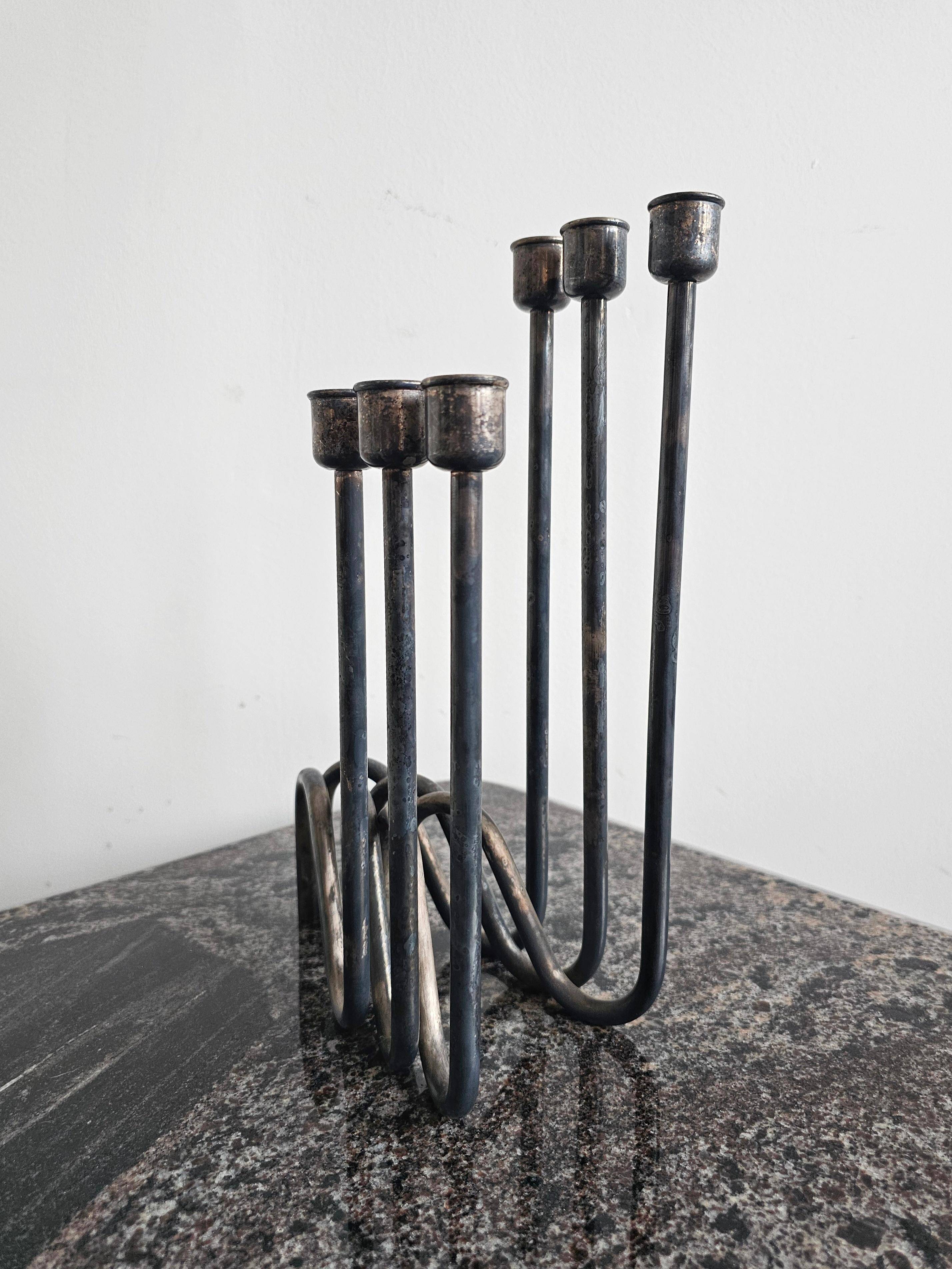 Set of 3 modern mid-century candle holders by Lino Sabattini