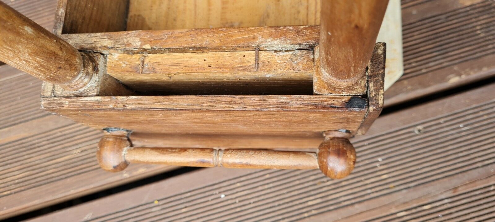 Old wooden children's toilet table and marble top