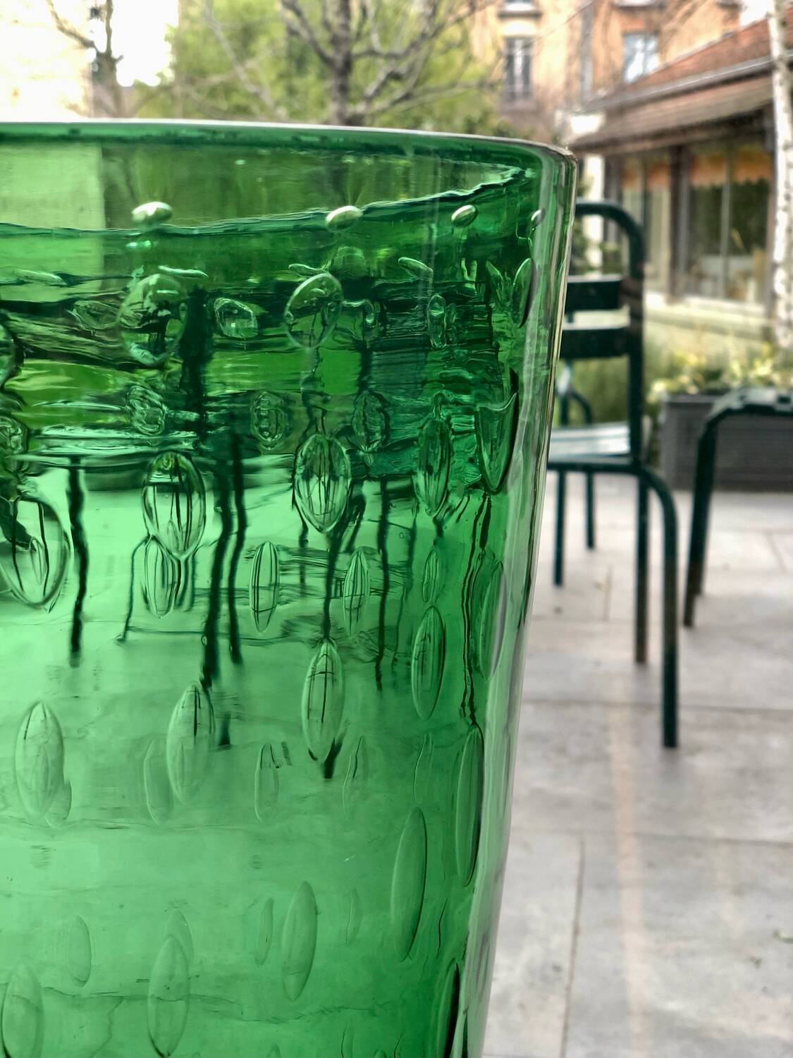 Conical bubble glass vase