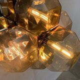 Vintage German wall or ceiling lamp from the space age in chrome and glass by Motoko Ishii for Staff, 1970s.