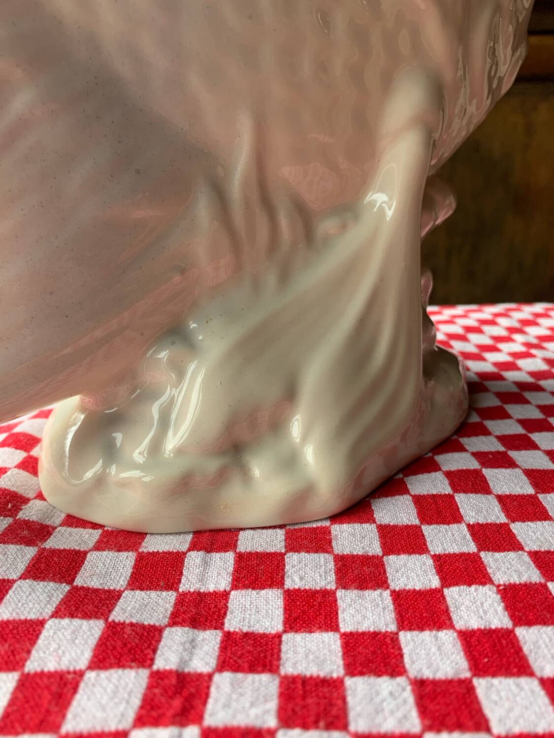 Large white ceramic fish to place.