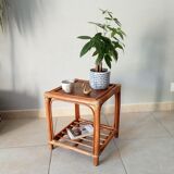 Vintage side table in rattan and bamboo