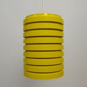 Pop Art Yellow Louvered Cylinder Pendant Lamp, Scandinavia, circa 1970