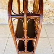 Vintage two-tier bamboo and rattan shelf with storage, Circa 1960