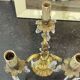 Pair of bronze chandeliers with crystal drops from the 1960s