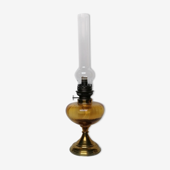 Brass and glass kerosene lamp