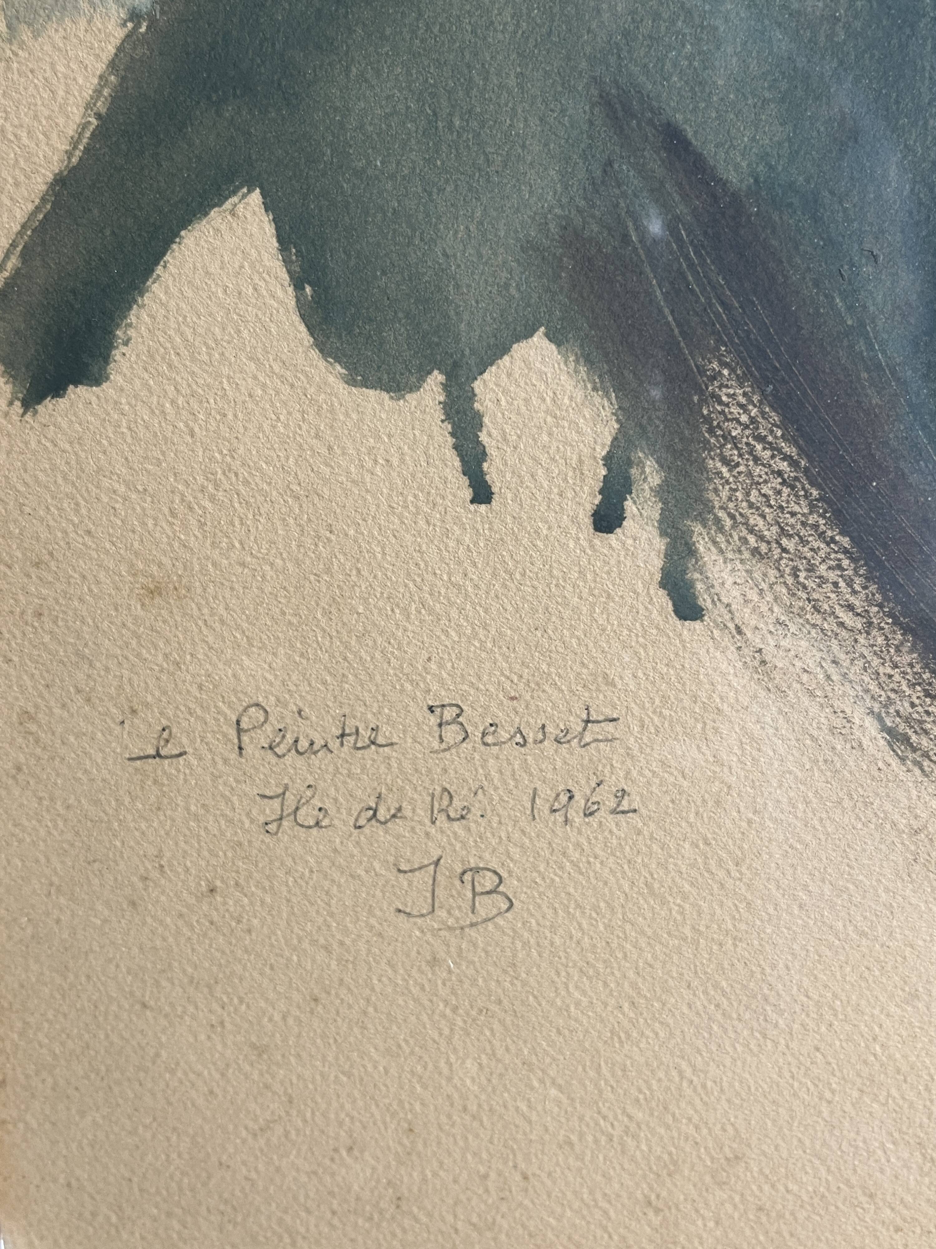 Tableau huile HSP portrait de Besset signé daté XXème