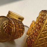 Vintage Italian liqueur service in amber glass – "Pointe de" work