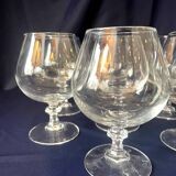 Set of 7 cognac glasses in sober and elegant crystal, beautiful resonance
