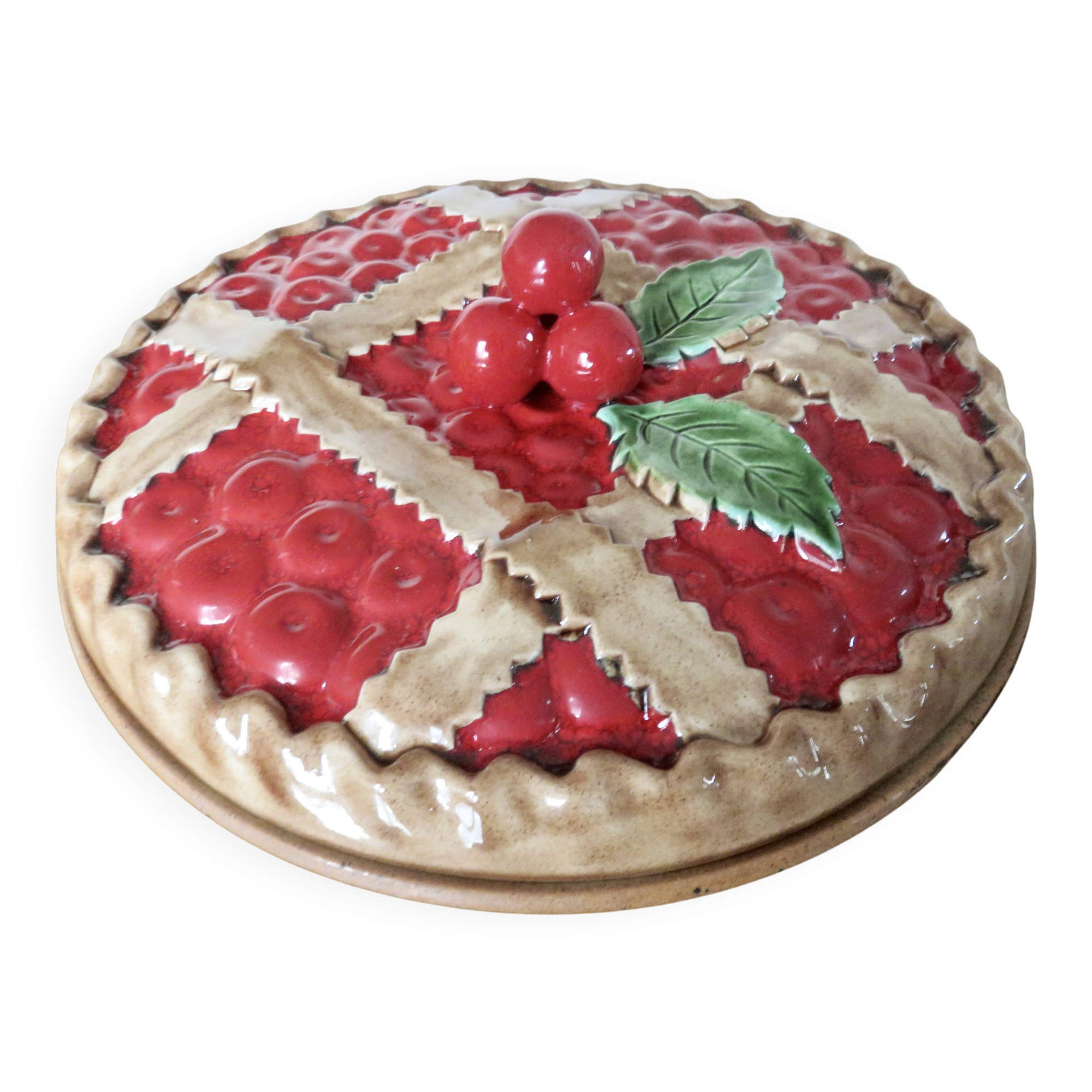 Large earthenware dish, slipware finish, Sarreguemines, France.