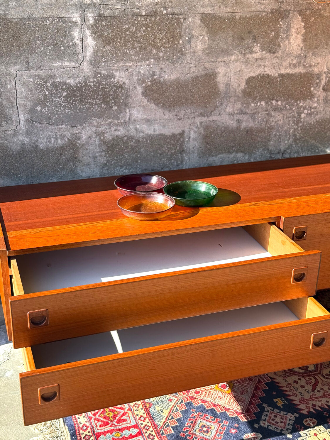 Scandinavian low sideboard in teak, 1960s/70s
