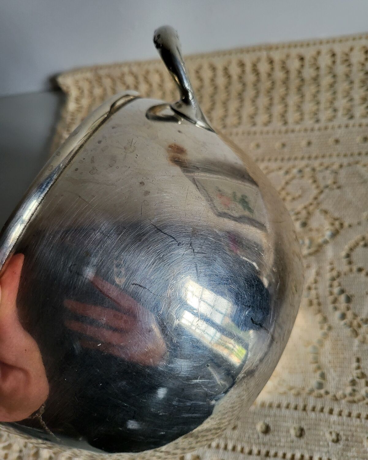 Silver-plated metal planter pot