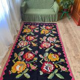 Romanian vintage carpet with delicate flowers 258x138cm